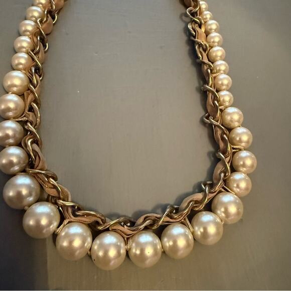 Coldwater Creek Faux Pearl Chainlink Statement Necklace - Picture 6 of 9